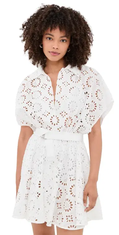 Norma Kamali Flared Shirt Mini Dress White | Thumbnail 1 Norma Kamali Flared Shirt Mini Dress White | Thumbnail 1