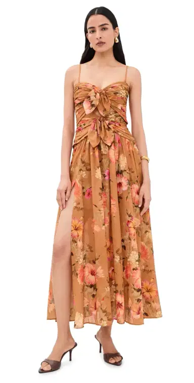 Zimmermann Mahon Tie Front Midi Dress | Thumbnail 1 Zimmermann Mahon Tie Front Midi Dress | Thumbnail 1