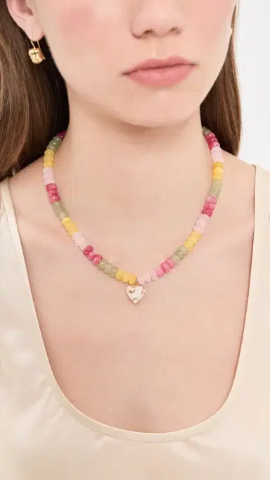 Logan Tay Pastel Beaded Heart Necklace | Thumbnail 3 Logan Tay Pastel Beaded Heart Necklace | Thumbnail 3