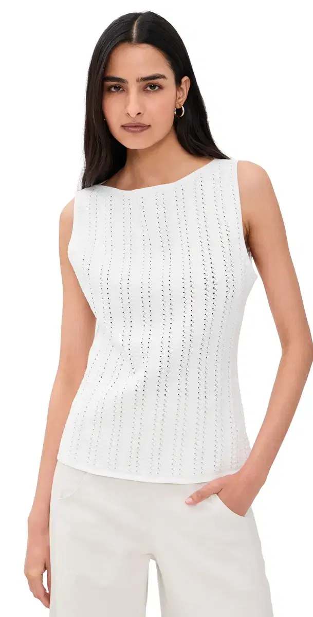 Theory Texture Boat Neck Top white - 100