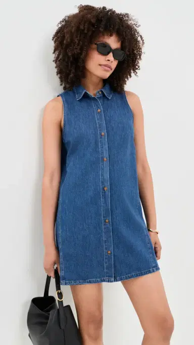 Z Supply New Day Denim Dress Deep Water S | Thumbnail 2