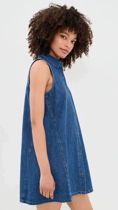 Z Supply New Day Denim Dress Deep Water S | Thumbnail 4