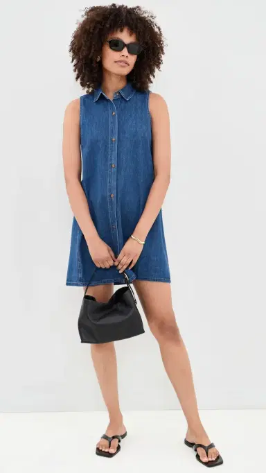 Z Supply New Day Denim Dress Deep Water S | Thumbnail 5