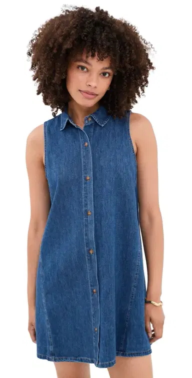Z Supply New Day Denim Dress Deep Water S | Thumbnail 1