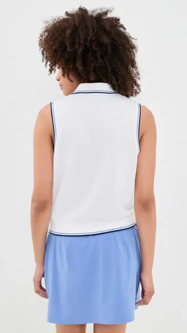 RLX Ralph Lauren Tour Pique Polo Top Ceramic White/Blue Mist/Ref Navy XS | Thumbnail 3