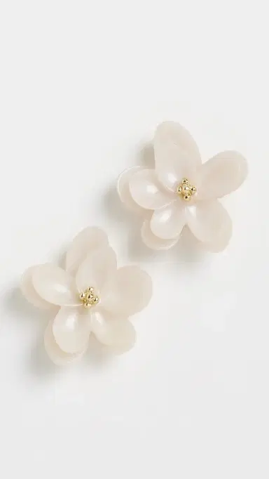 BaubleBar Rachel Flower Stud Earrings White One Size | Thumbnail 2