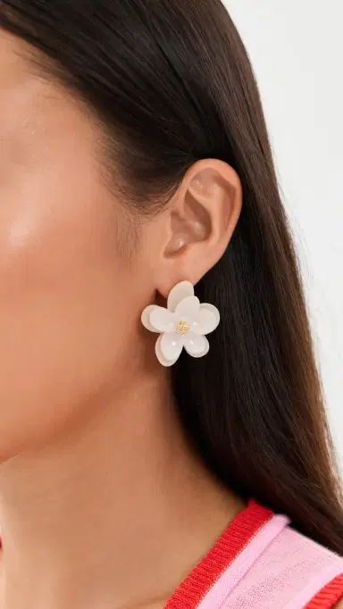 BaubleBar Rachel Flower Stud Earrings White One Size | Thumbnail 3