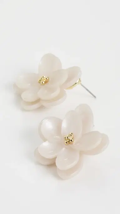 BaubleBar Rachel Flower Stud Earrings White One Size | Thumbnail 4