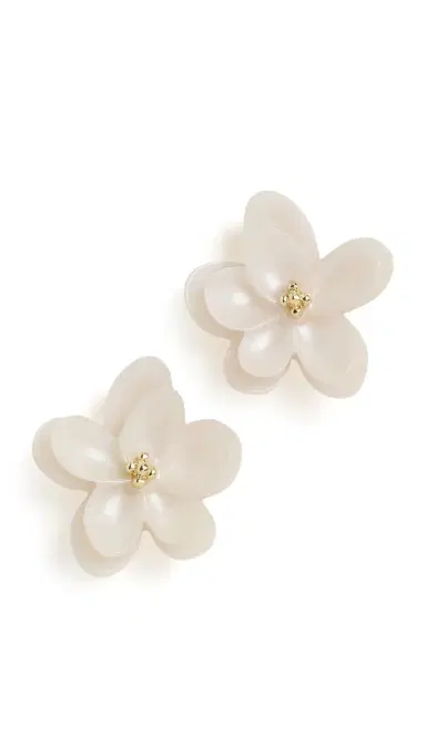 BaubleBar Rachel Flower Stud Earrings White One Size | Thumbnail 5