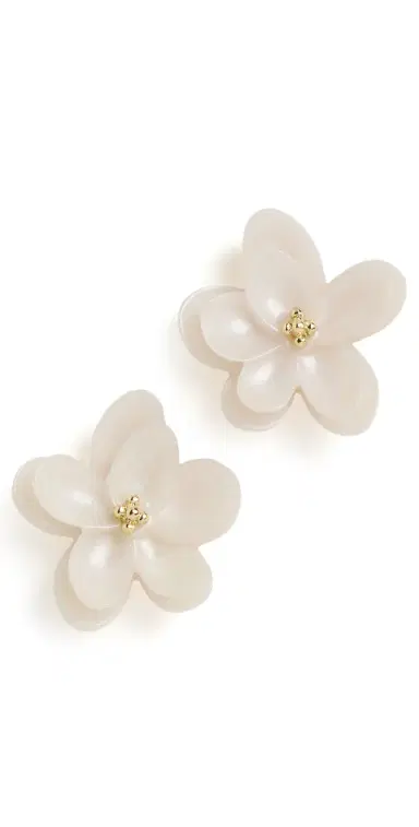 BaubleBar Rachel Flower Stud Earrings White One Size | Thumbnail 1