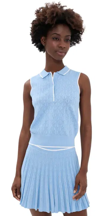 Greyson Pointelle Polo Top WOF BUE - 476 | Thumbnail 1 Greyson Pointelle Polo Top WOF BUE - 476 | Thumbnail 1