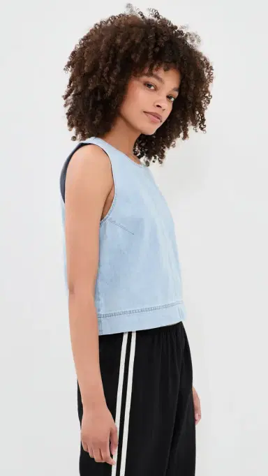 Z Supply Sun Seeker Denim Tank Top Coastal Water S | Thumbnail 4