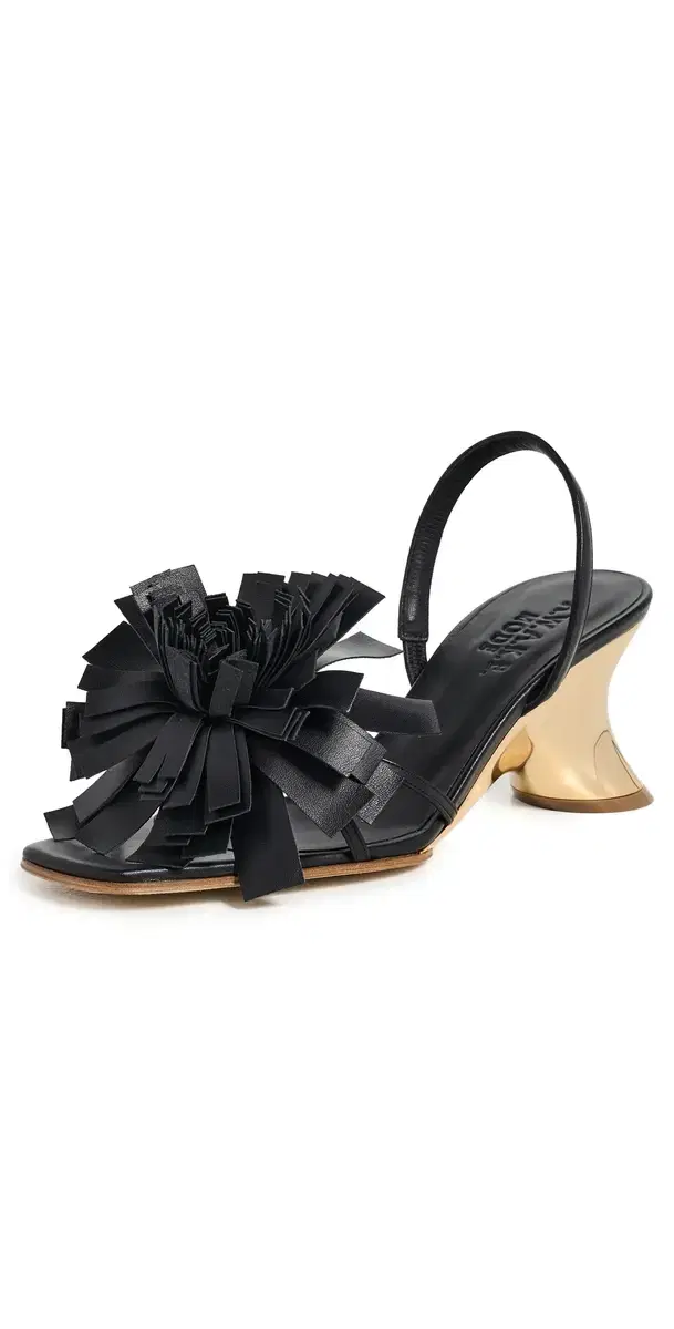 A.W.A.K.E. MODE A. W.A. K.E. MODE Linda Sandals with Pom-Poms Black/Silver/Gold