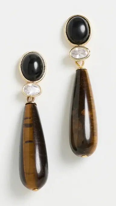 Shashi Onyx and Tiger Eye Gemstone Earrings | Thumbnail 2