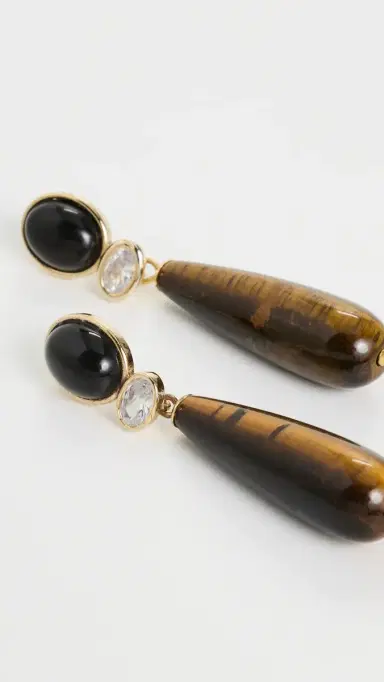 Shashi Onyx and Tiger Eye Gemstone Earrings | Thumbnail 4