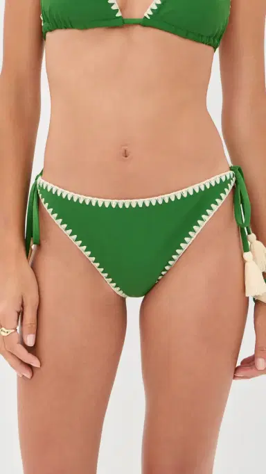 SIMONMILLER Bwai Embroidered Bikini Bottoms Grass Green | Thumbnail 2