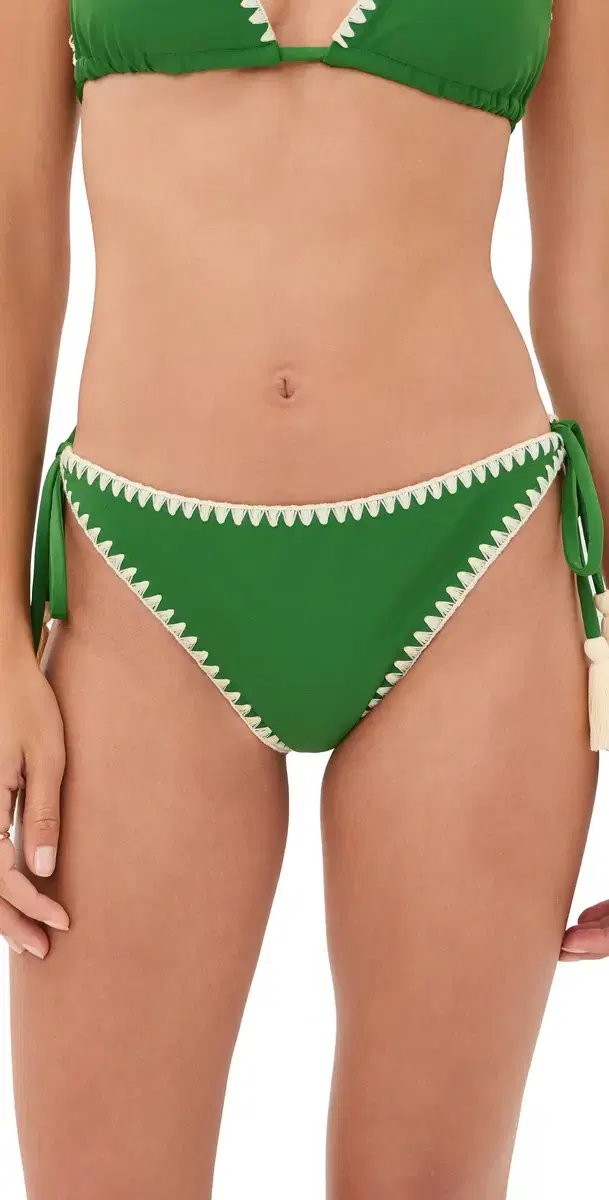 Bwai Embroidered Bikini Bottoms Grass Green