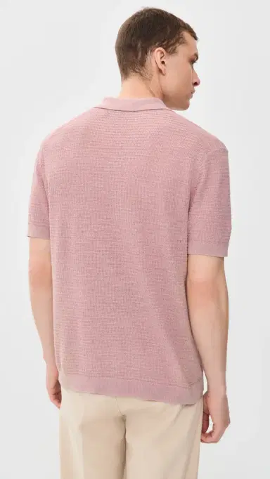Theory Brenan Polo In Pacific Linen Chalk Pink L | Thumbnail 3 Theory Brenan Polo In Pacific Linen Chalk Pink L | Thumbnail 3