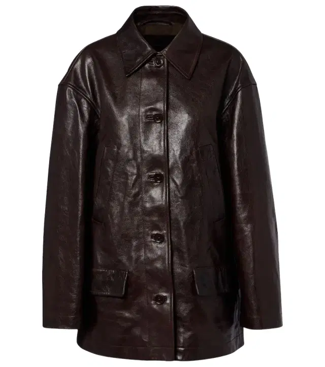 Oversized leather car coat