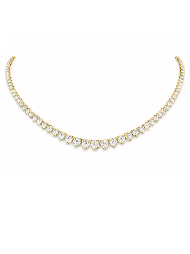 Wish Fine Jewelry 5.08ct Diamond 18K Gold Graduated Tennis Necklace