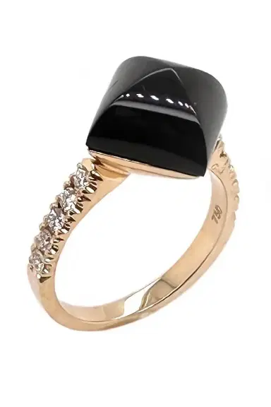 ALETTO BROTHERS Black Onyx Diamond Piramide Ring | Thumbnail 1
