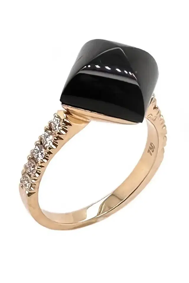 ALETTO BROTHERS Black Onyx Diamond Piramide Ring