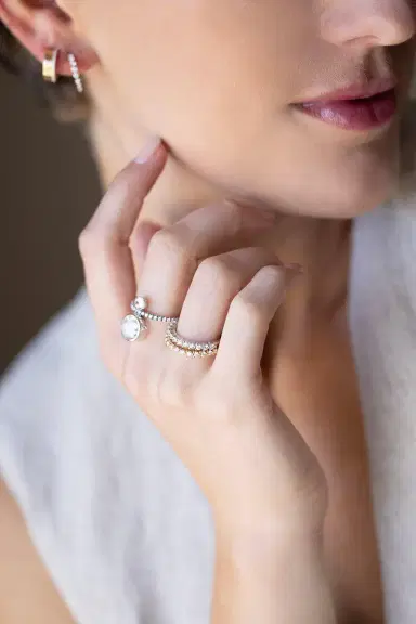DANA REBECCA DESIGNS Vivian Lilly Stacking Ring - Yellow Gold | Thumbnail 2