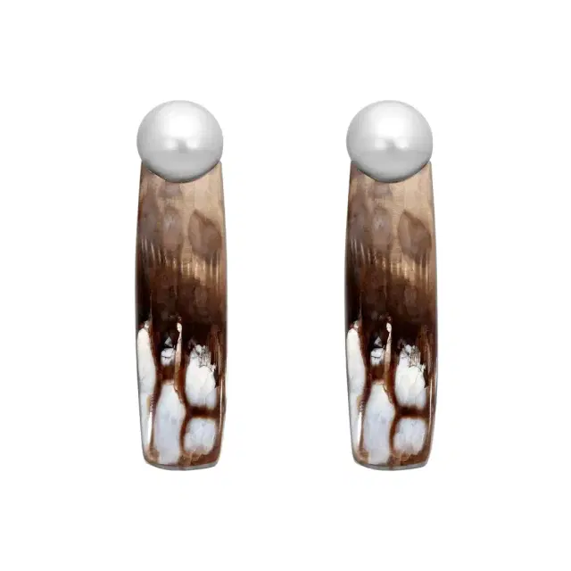 ASSAEL Assael 18K Yellow Gold Pearl & Pertified Wood Clip-On Earrings by The Solist