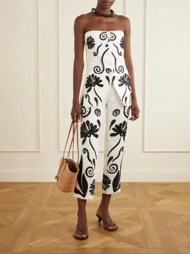 Cala de la Cruz Sylvie Cropped Sequin-embellished Printed Linen Tapered Pants | Thumbnail 2 Cala de la Cruz Sylvie Cropped Sequin-embellished Printed Linen Tapered Pants | Thumbnail 2