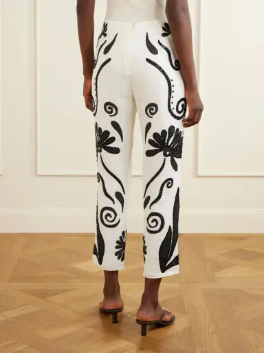 Cala de la Cruz Sylvie Cropped Sequin-embellished Printed Linen Tapered Pants | Thumbnail 4 Cala de la Cruz Sylvie Cropped Sequin-embellished Printed Linen Tapered Pants | Thumbnail 4
