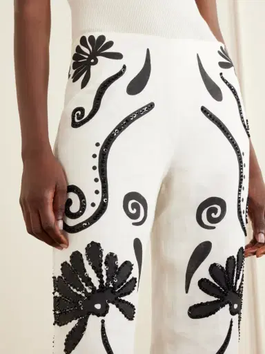 Cala de la Cruz Sylvie Cropped Sequin-embellished Printed Linen Tapered Pants | Thumbnail 5 Cala de la Cruz Sylvie Cropped Sequin-embellished Printed Linen Tapered Pants | Thumbnail 5