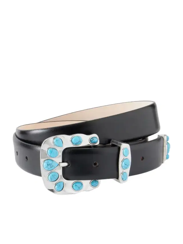 Déhanche Juna Turquoise-embellished Leather Belt
