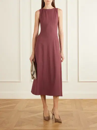 Brunello Cucinelli Paneled Wool-blend Midi Dress | Thumbnail 2 Brunello Cucinelli Paneled Wool-blend Midi Dress | Thumbnail 2
