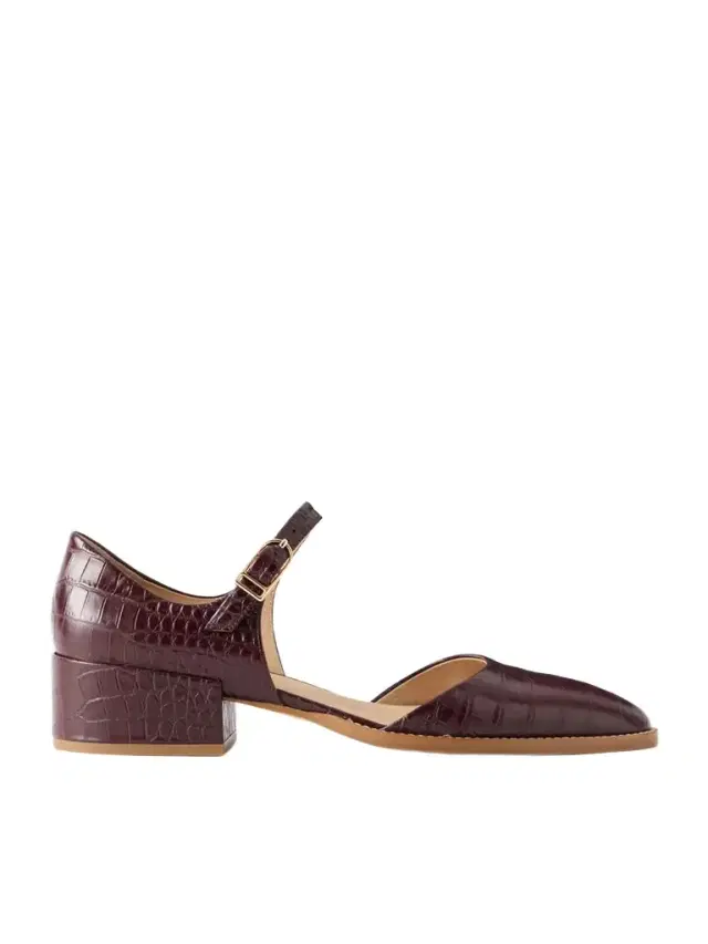 Gabriela Hearst Riley Croc-effect Leather Mary Jane Flats