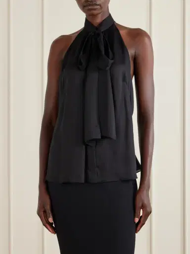 Tom Ford Monogram-printed Halterneck Silk-chiffon Tank | Thumbnail 3 Tom Ford Monogram-printed Halterneck Silk-chiffon Tank | Thumbnail 3