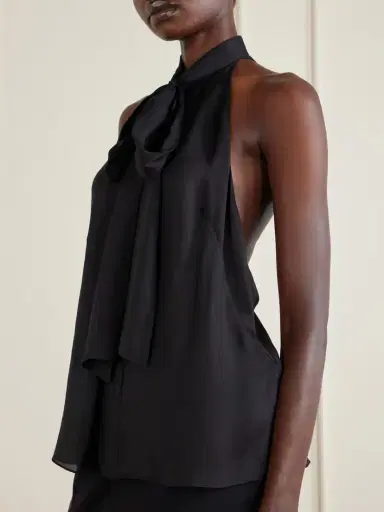 Tom Ford Monogram-printed Halterneck Silk-chiffon Tank | Thumbnail 5 Tom Ford Monogram-printed Halterneck Silk-chiffon Tank | Thumbnail 5