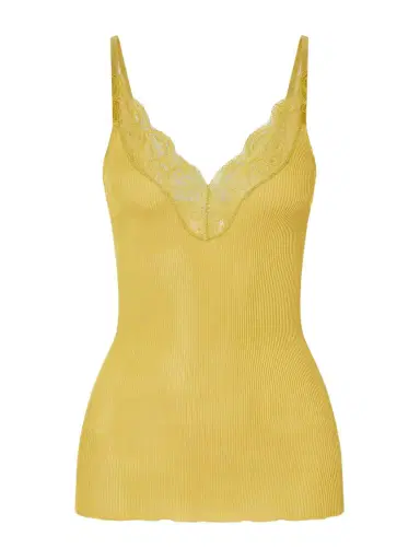 Saint Laurent Lace-trimmed Ribbed Silk-jersey Tank | Thumbnail 1 Saint Laurent Lace-trimmed Ribbed Silk-jersey Tank | Thumbnail 1
