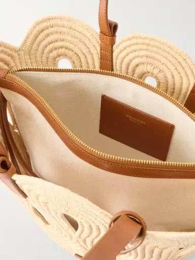 Aquazzura Artiste Medium Leather-trimmed Raffia Tote | Thumbnail 6 Aquazzura Artiste Medium Leather-trimmed Raffia Tote | Thumbnail 6