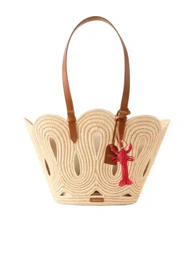 Aquazzura Artiste Medium Leather-trimmed Raffia Tote | Thumbnail 1 Aquazzura Artiste Medium Leather-trimmed Raffia Tote | Thumbnail 1