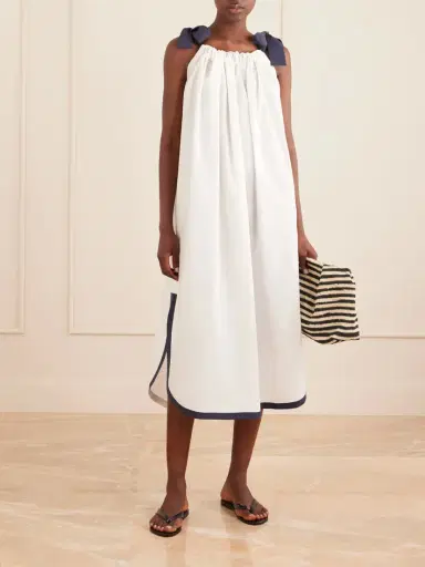 Les Vacances D’Irina Two-tone Cotton-poplin Maxi Dress | Thumbnail 2