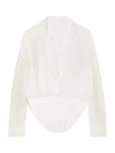 Norma Kamali Oversized Boyfriend Mesh Bodysuit | Thumbnail 1 Norma Kamali Oversized Boyfriend Mesh Bodysuit | Thumbnail 1