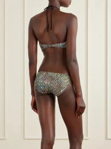 Missoni Cut-out Sequin-embellished Striped Metallic Cotton-blend Halterneck Swimsuit | Thumbnail 3