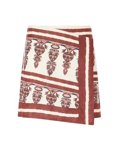 Johanna Ortiz Printed Linen Mini Wrap Skirt | Thumbnail 1 Johanna Ortiz Printed Linen Mini Wrap Skirt | Thumbnail 1