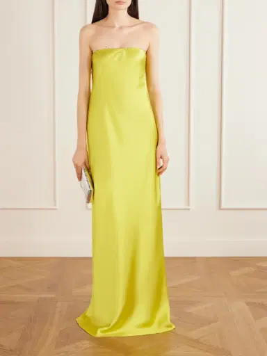 Norma Kamali Bias Strapless Satin Gown | Thumbnail 2 Norma Kamali Bias Strapless Satin Gown | Thumbnail 2
