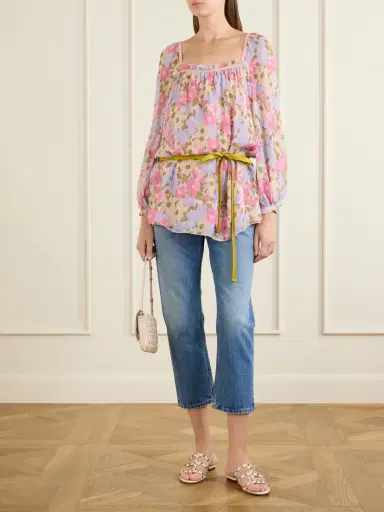 Valentino Garavani Belted Floral-print Silk-georgette Blouse | Thumbnail 2 Valentino Garavani Belted Floral-print Silk-georgette Blouse | Thumbnail 2