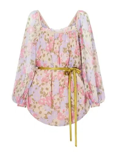 Valentino Garavani Belted Floral-print Silk-georgette Blouse | Thumbnail 1 Valentino Garavani Belted Floral-print Silk-georgette Blouse | Thumbnail 1