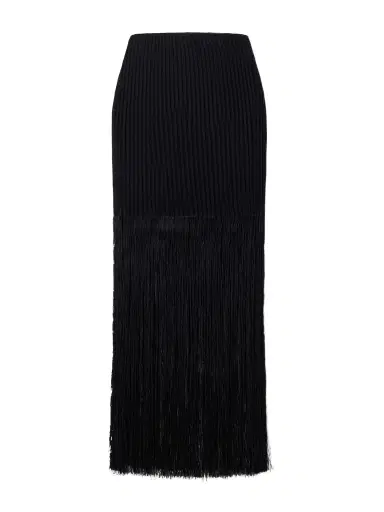 Alaïa Ribbed Fringed Jersey Midi Skirt | Thumbnail 1 Alaïa Ribbed Fringed Jersey Midi Skirt | Thumbnail 1