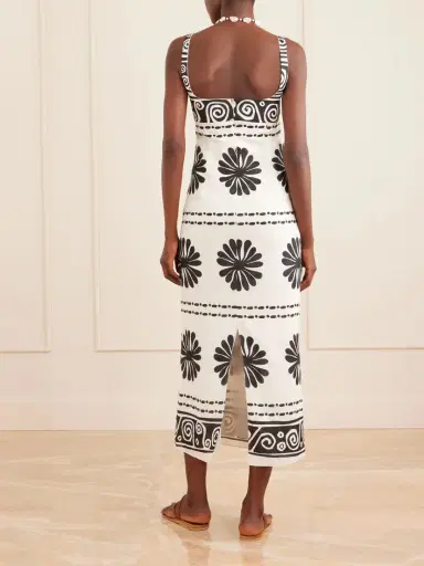 Cala de la Cruz Nara Cutout Printed Linen Midi Dress | Thumbnail 3 Cala de la Cruz Nara Cutout Printed Linen Midi Dress | Thumbnail 3
