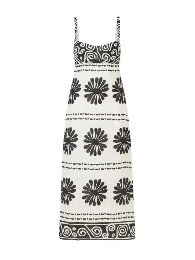 Nara Cutout Printed Linen Midi Dress