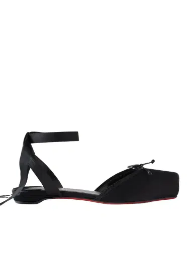 Christian Louboutin Cassia Bow-detailed Grosgrain-trimmed Satin Flats | Thumbnail 1 Christian Louboutin Cassia Bow-detailed Grosgrain-trimmed Satin Flats | Thumbnail 1